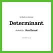 determinant เขียนเป็นคำไทยว่าอะไร?, คำศัพท์ภาษาอังกฤษ determinant ทับศัพท์เป็น ดีเทอร์มิแนนต์